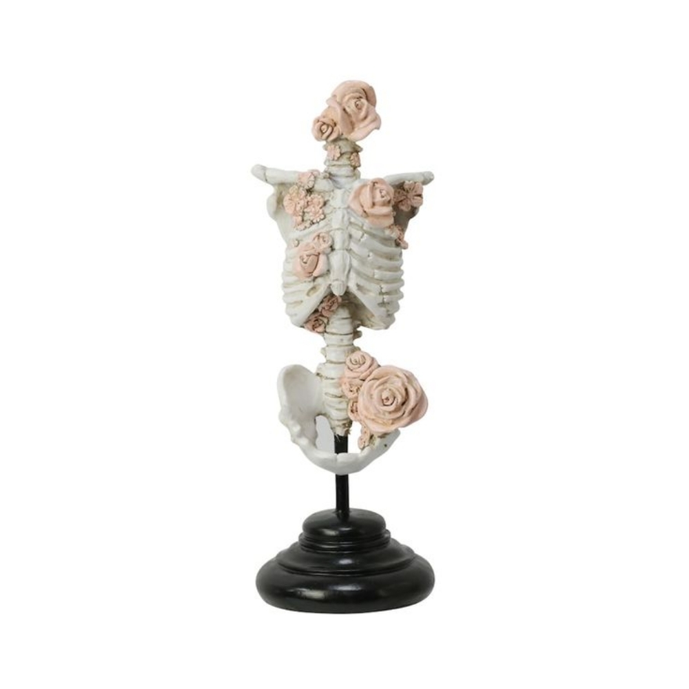 12" Resin Floral Skeleton Tabletop Accent.